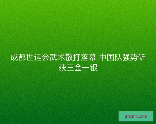 成都世运会武术散打落幕 中国队强势斩获三金一银